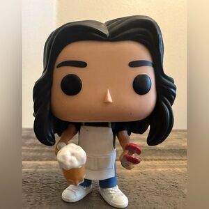 Funko Pop! Customized with Black Hair & White Apron Holding Beer Mug & Tongs